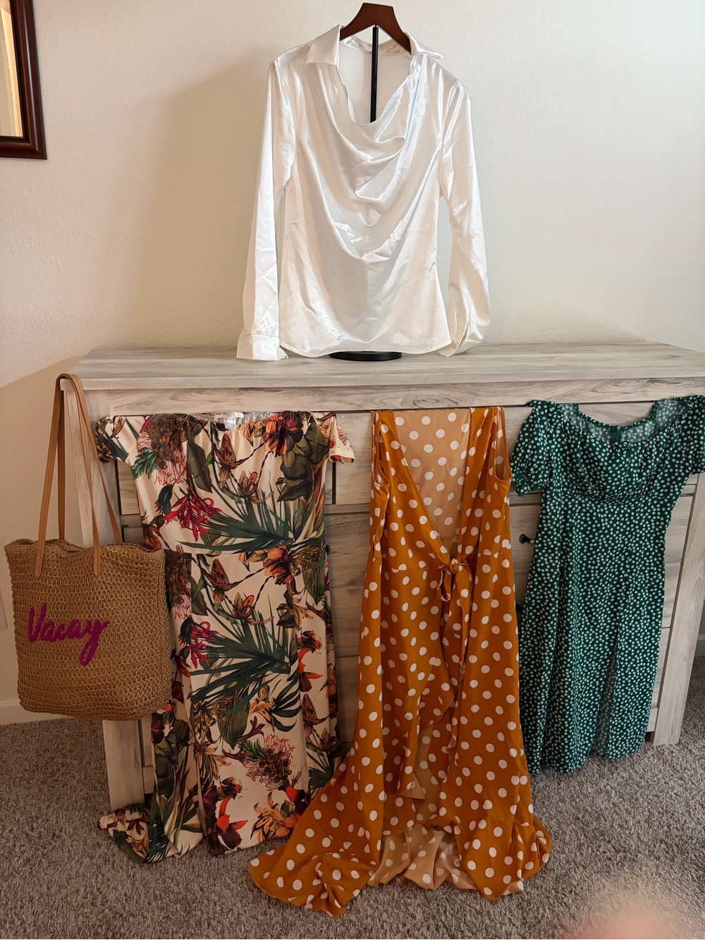 Ladies Medium Dress Bundle & White Satin Cowl Neck Blouse